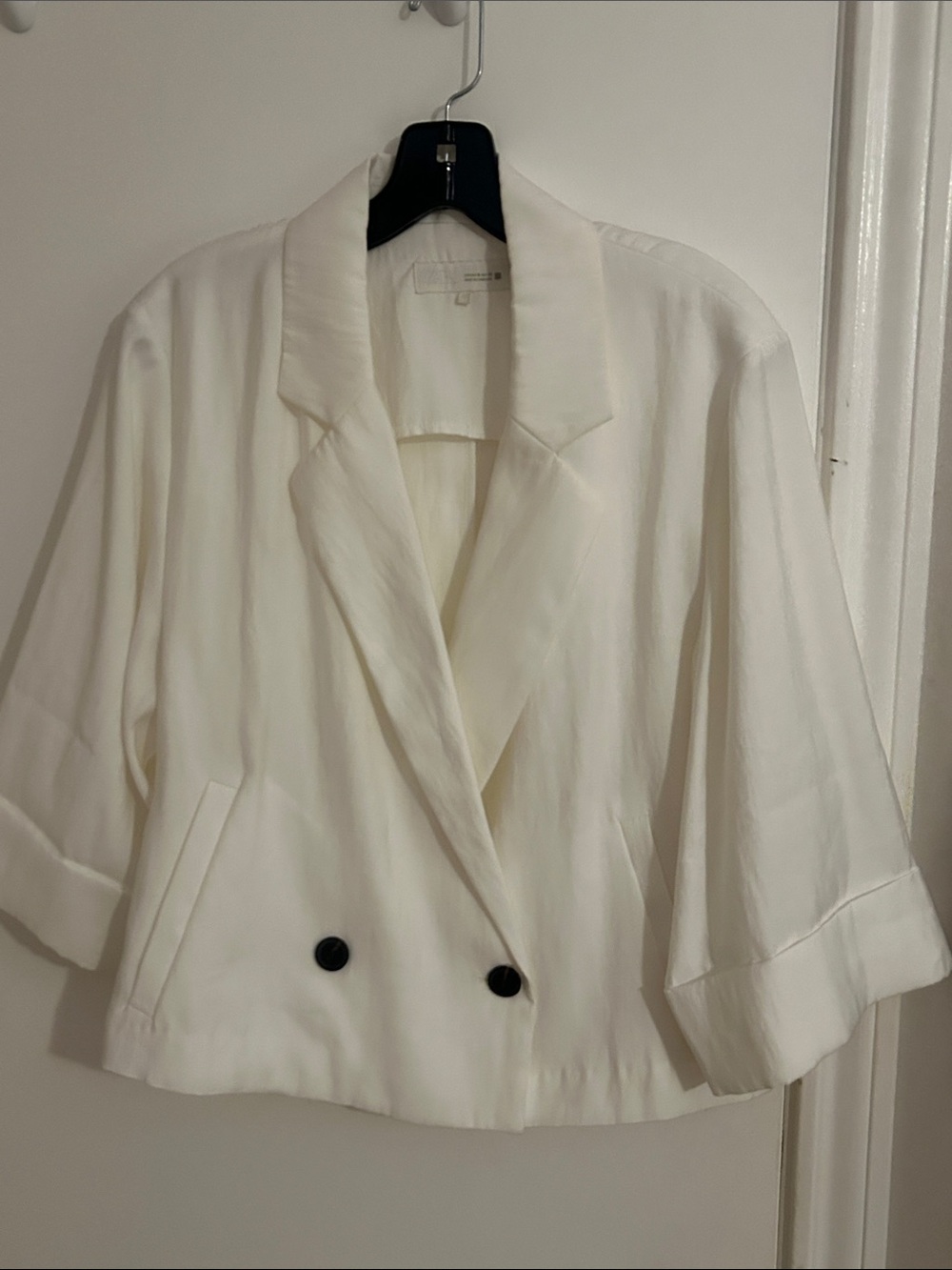 Zara Cream Double-Breasted Relaxed Blazer